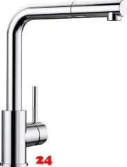 BLANCO Kchenarmatur Mila-S Chrom Einhebelmischer / Spltischarmatur mit Zugauslauf 360 schwenkbarer Auslauf