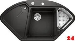 BLANCO Ecksple Delta II Silgranit PuraDurII Granitsple / Einbausple Ablaufsystem InFino mit Drehknopfventil