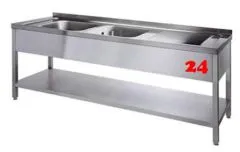 AfG Spltisch (2000x700) auf Unterbau VL2207L-BL Gewerbesple mit verschweitem Untergestell und Boden