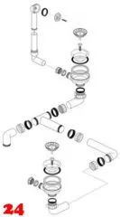 BLANCO Ablaufgarnitur 2 x 3,5'' Sieb ohne Ablauffernbedienung berlauf rund Komplett Serie: Axia (228986)