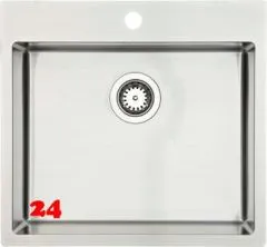 BERNUS Kchensple Cubus 540 SOFT Edelstahlsple Flachrand / Flchenbndig mit Hahnlochbank und Siebkorb als Stopfenventil