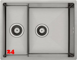 BERNUS Küchenspüle Cubus 1.5 Soft Einbauspüle Edelstahl 3 in 1 mit Flachrand Siebkorb als Stopfenventil