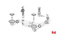 FRANKE Ablaufgarnitur Integral 2x 3,5" Siebkrbchen mit Ablauffernbedienung inkl. Drehknopf 1x berlauf verdeckt rechteckig/horizontal Serie: Argos (1120203992)