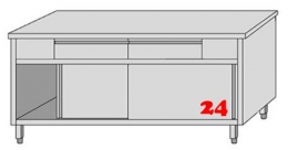 AfG Arbeitsschrank mit 2 Schubladen und Schiebetüren (B1200xT600) ASSL126 verschweißte Ausführung