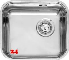 REGINOX Kchensple R18 4035 OKG Einbausple Edelstahl mit Einbaurand Siebkorb als Stopfenventil