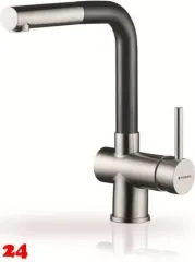 PYRAMIS Kchenarmatur Capriccio Premium Einhebelmischer Edelstahl massiv / Schwarz mit Zugauslauf als Schlauchbrause