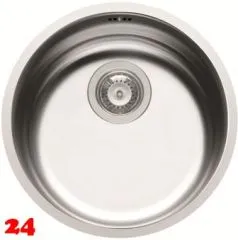 Pyramis Kchensple CR-Rundbecken (38,5x15) Edelstahlsple / Flchenbndig Siebkorb als Stopfenventil 3 1/2"