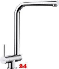 BLANCO Laressa-F Chrom Einhebelmischer mit Festauslauf 360 schwenkbarer Auslauf Vorfenstereinbau Hebel links