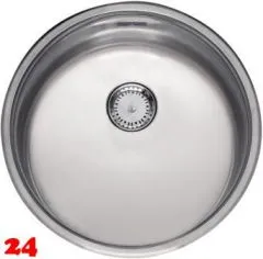 REGINOX Kchensple R18 390 Comfort OKG Einbausple Edelstahl mit Einbaurand Rundbecken mit Siebkorb als Stopfenventil