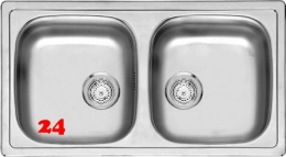 REGINOX Küchenspüle BETA 20 BAP KGOKG Einbauspüle Edelstahl mit Einbaurand Doppelbecken Siebkorb als Stopfenventil