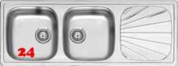 REGINOX Küchenspüle BETA 30 BAP KGOKG Einbauspüle Edelstahl mit Einbaurand Doppelspüle mit Siebkorb als Stopfenventil