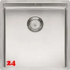 REGINOX Kchensple New York 40x40 (L) Comfort Einbausple Edelstahl 3 in 1 mit Flachrand Siebkorb als Stopfenventil