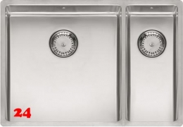 REGINOX Küchenspüle New York 40x40/18x40 (L) Comfort Becken links Einbauspüle 3 in 1 mit Flachrand Siebkorb als Stopfenventil