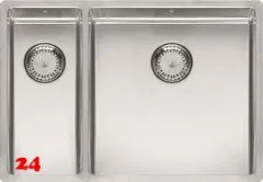 REGINOX Kchensple New York 18x40/40x40 (L) Comfort Becken rechts Einbausple 3 in 1 mit Flachrand Siebkorb als Stopfenventil