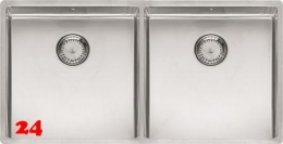 REGINOX Küchenspüle New York 40x40/40x40 (L) Comfort Einbauspüle 3 in 1 mit Flachrand Doppelbecken mit Siebkorb als Stopfenventil