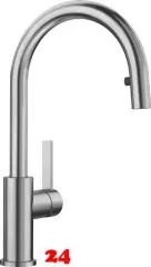 BLANCO Küchenarmatur Candor-S Edelstahl massiv Einhebelmischer / Spültischarmatur mit Zugauslauf als verdeckter Auslauf BLANCO Küchenarmatur Candor-S Edelstahl massiv Einhebelmischer / Spültischarmatur mit Zugauslauf als verdeckter Auslauf