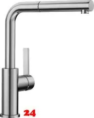 BLANCO Küchenarmatur Lanora-S Edelstahl massiv Einhebelmischer / Spültischarmatur mit Zugauslauf als Schlauchbrause BLANCO Küchenarmatur Lanora-S Edelstahl massiv Einhebelmischer / Spültischarmatur mit Zugauslauf als Schlauchbrause