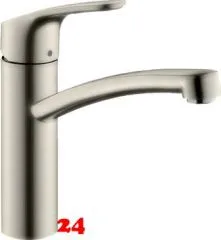 HANSGROHE Kchenarmatur Focus M41 Edelstahl Finish Einhebelmischer 160 mit Festauslauf, 1jet 360 schwenkbarer Auslauf (31806800)