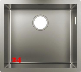 HANSGROHE Küchenspüle S719-U500 Edelstahlspüle 500 3 in 1 (Einbau, Unterbau, Flächenbündig) mit Siebkorb als Stopfen- oder Drehknopfventil