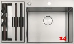 FRANKE Kchensple Box Center BWX 220-54-27 A Edelstahlsple Slimtop / Flchenbndig mit Siebkorb als Druckknopfventil