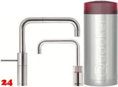 QUOOKER Nordic Square Twintaps Combi (+) B Einhebelmischer Edelstahl & 100C Armatur Set (COMBI+NSMSSSTTT)