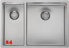 REGINOX Kchensple New Jersey 18x37+34x37 (L) Comfort Becken rechts Einbausple Edelstahl 3 in 1 mit Siebkorb als Stopfenventil