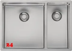 REGINOX Kchensple New Jersey 34x37+18x37 (L) Comfort Becken links Einbausple Edelstahl 3 in 1 mit Siebkorb als Stopfenventil