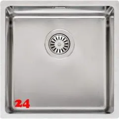 REGINOX Kchensple Houston 40x40 Einbausple Edelstahl 3 in 1 mit Flachrand Siebkorb als Stopfenventil