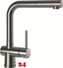 SCHOCK Kchenarmatur Laios-W EDM Einhebelmischer Edelstahl massiv mit Zugauslauf 360 schwenkbarer Auslauf mit Schlauchbrause Vorfenstermontage