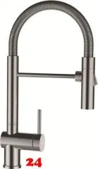 SCHOCK Kchenarmatur Sina EDM Einhebelmischer Edelstahl massiv mit Festauslauf 360 schwenkbarer Auslauf und Pendelbrause