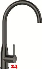 SCHOCK Kchenarmatur Kavus Gunmetal Einhebelmischer Oberflche: Schwarz glnzend mit Festauslauf 360 schwenkbarer Auslauf