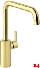 DAMIXA Kchenarmatur Silhouet Edelmessing poliert PVD Einhebelmischer mit Festauslauf