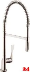 AXOR Kchenarmatur Citterio Semi Pro Edelstahl Finish Einhebelmischer 230 mit Pendelbrause als 2-Strahlbrause 360 schwenkbarer Auslauf (39840000)