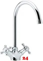 DAMIXA Kchenarmatur Tradition Classic C-Auslauf Chrom Zweigriffmischer in Nostalgieoptik