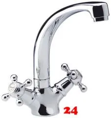 DAMIXA Kchenarmatur Tradition Classic L-Auslauf Chrom Zweigriffmischer in Nostalgieoptik