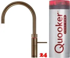 QUOOKER FUSION Round VAQ PRO3 Einhebelmischer Messing Patina & 100C Armatur Kochendwasserhahn (PRO3FNRPTB)