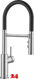 BLANCO Küchenarmatur Catris S Flexo Edelstahl PVD Steel/Schwarz Einhebelmischer mit flexibler Pendelbrause umstellbar