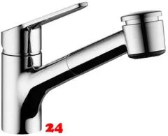 KWC Kchenarmatur Isla 10.375.033.000FL Einhebelmischer Chrom mit Zugauslauf und Brausefunktion Niederdruck (10375033000FL)