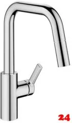 KWC Kchenarmatur Luna-E 10.441.004.000FL Einhebelmischer Chrom mit Zugauslauf und Brausefunktion Griffposition rechts (125133)