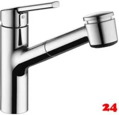 KWC Kchenarmatur Luna-E 10.445.033.000FL Einhebelmischer Chrom mit Zugauslauf und Brausefunktion Niederdruck (125138)