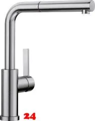 BLANCO Küchenarmatur Lanora-S-F Edelstahl massiv Einhebelmischer mit Zugauslauf Auslauf schwenkbar zur Vorfenstermontage BLANCO Küchenarmatur Lanora-S-F Edelstahl massiv Einhebelmischer mit Zugauslauf Auslauf schwenkbar zur Vorfenstermontage