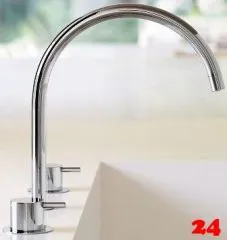 VOLA Kchenarmatur KV15-16 Chrom Spltischmischer / Dreilocharmatur mit Schwenkauslauf