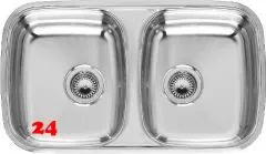 REGINOX Kchensple Princess 80 Einbausple Edelstahl 3 in 1 mit Flachrand Doppelbecken Siebkorb als Stopfenventil