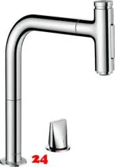 HANSGROHE Kchenarmatur Metris Select M71 Chrom 2-Loch Einhebelmischer 200 mit Ausziehbrause, 2jet (73819000)