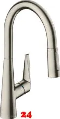 HANSGROHE Kchenarmatur Talis M51 Edelstahl Finish Einhebelmischer 200 mit Ausziehbrause, 2jet (72813800)