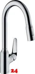 HANSGROHE Kchenarmatur Focus M42 Chrom Einhebelmischer 220 mit Ausziehbrause, 2jet 360 schwenkbarer Auslauf (71800000)