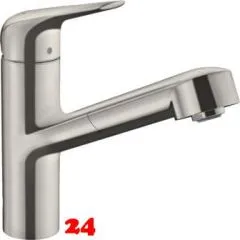 HANSGROHE Küchenarmatur Focus M42 Edelstahl Finish Einhebelmischer 150 mit Ausziehauslauf 120° schwenkbarer Auslauf, 1jet (71814800) HANSGROHE Küchenarmatur Focus M42 Edelstahl Finish Einhebelmischer 150 mit Ausziehauslauf 120° schwenkbarer Auslauf, 1jet (71814800)