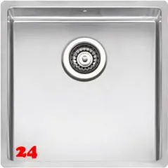 REGINOX Kchensple New York 40x40 (L) OKG Einbausple Edelstahl 3 in 1 mit Flachrand Siebkorb als Stopfenventil