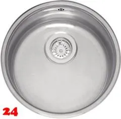 REGINOX Kchensple L18 370 (L) OKG Einbausple Edelstahl mit Flachrand Rundbecken 3 in 1 mit Siebkorb als Stopfenventil