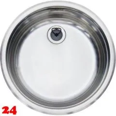REGINOX Kchensple R18 370 (R) OSP Einbausple Edelstahl mit Einbaurand Rundbecken mit Gummistopfen